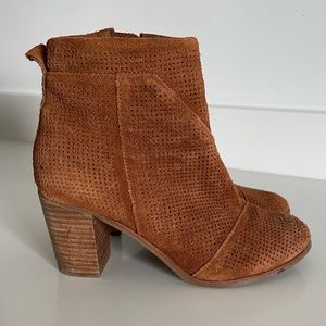 TOMS Marina Suede Booties in Tan